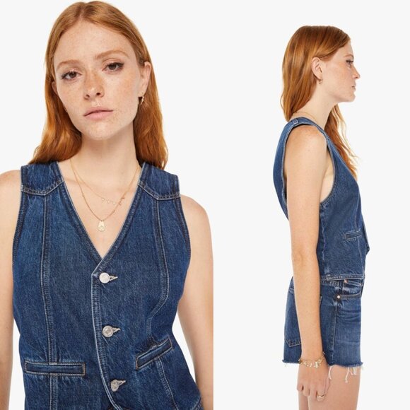 NWTMOTHER Superior Masked Rider Did You Bring Me Anything Denim Vest Small